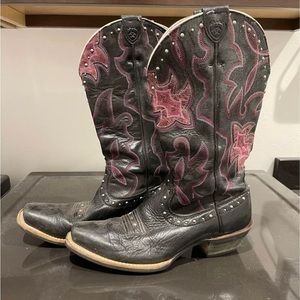 Ariat Black and Pink Western Boots